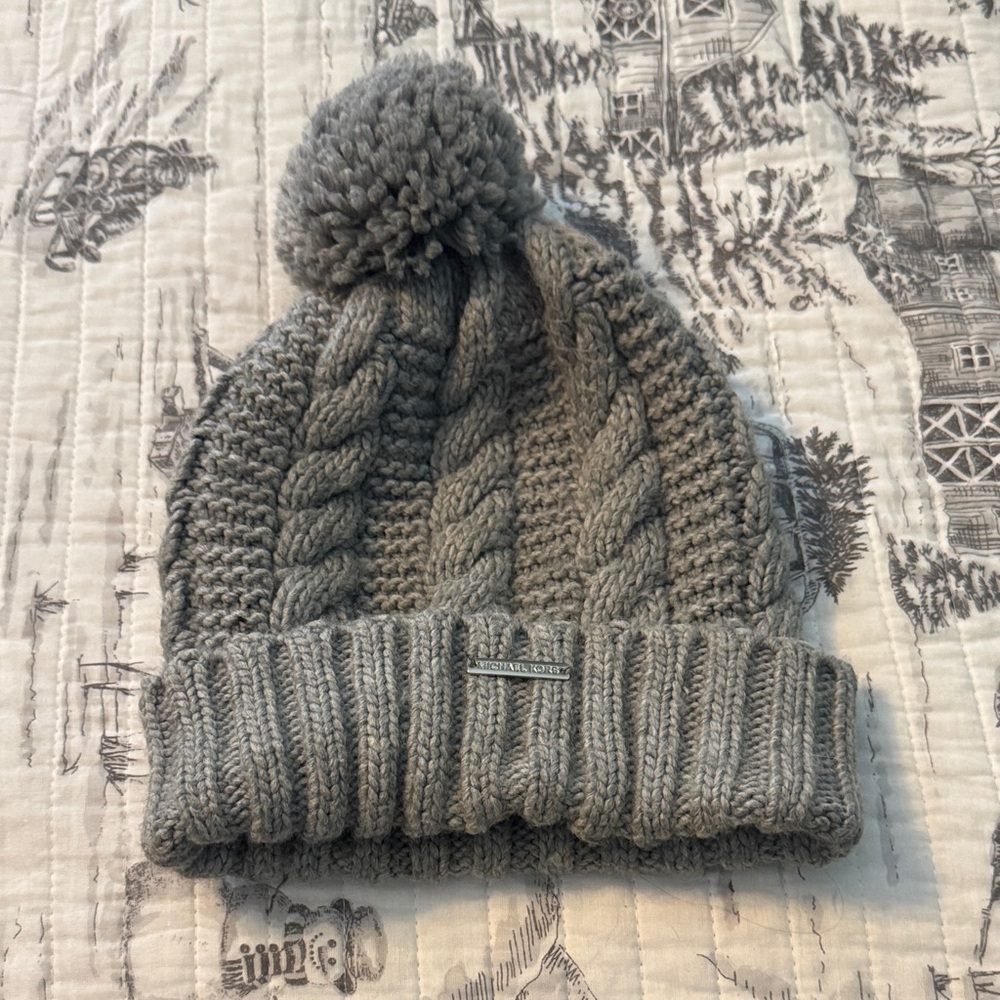 Michael Kors Gray Cable Knit Beanie